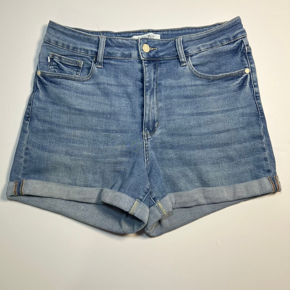 Judy Blue Denim Shorts Womens XL Medium Wash High Rise Cuffed Stretch JB150096